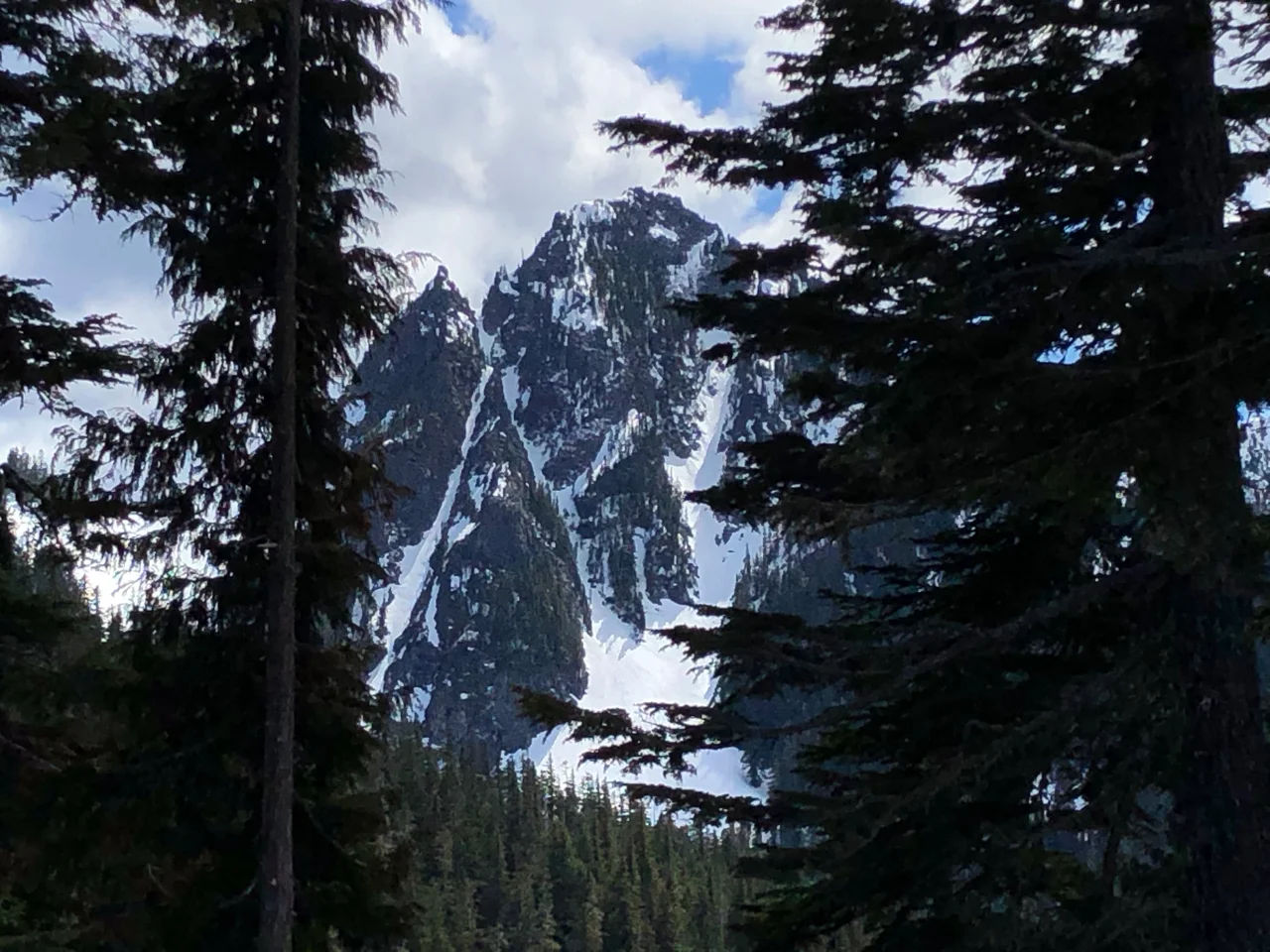 Lane Peak’s North Face with Lover’s Lane coming up from the bottom left