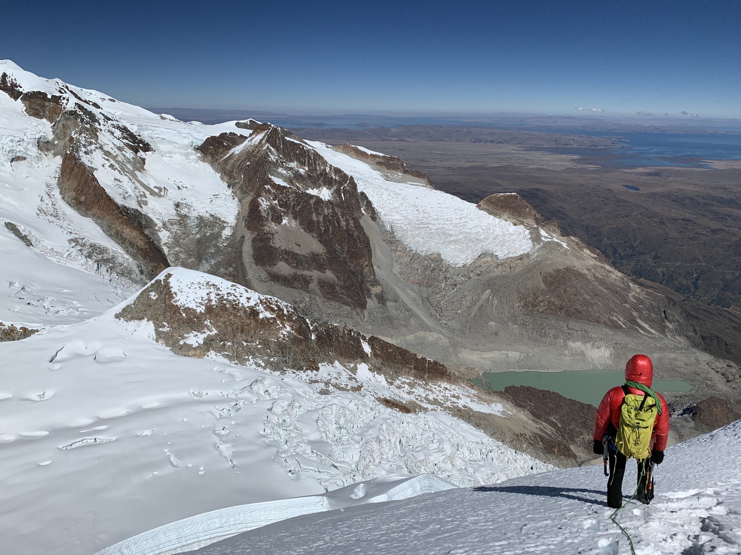 Descending high on the mountain