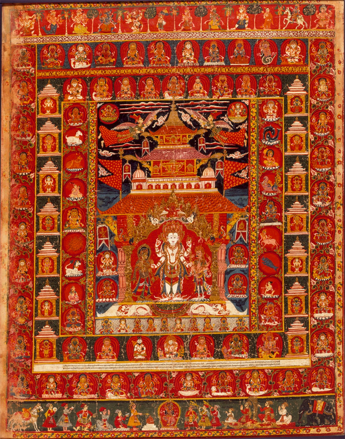   Paubha :  Nepal, Bhaktapur. Mandala of Vishnu. 1681. LACMA 