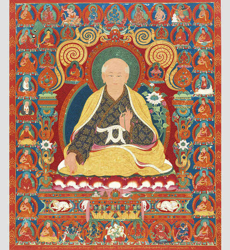   Tibet Central :  A Rare and Important Thangka Depicting Sachen Kunga Nyingpo, ca. 1600. Central Tibet, Ngor Monastery 