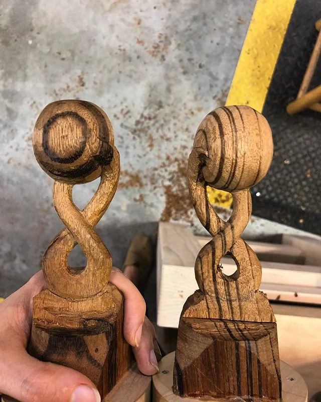 I decided to make the commissioned rattles that are going to go to a pair of twins out of one block of wood. They are the mirror image of each other with their own unique characteristics. So much fun and moving right along 💁&zwj;♀️
.
.
.
.
#wood #wo