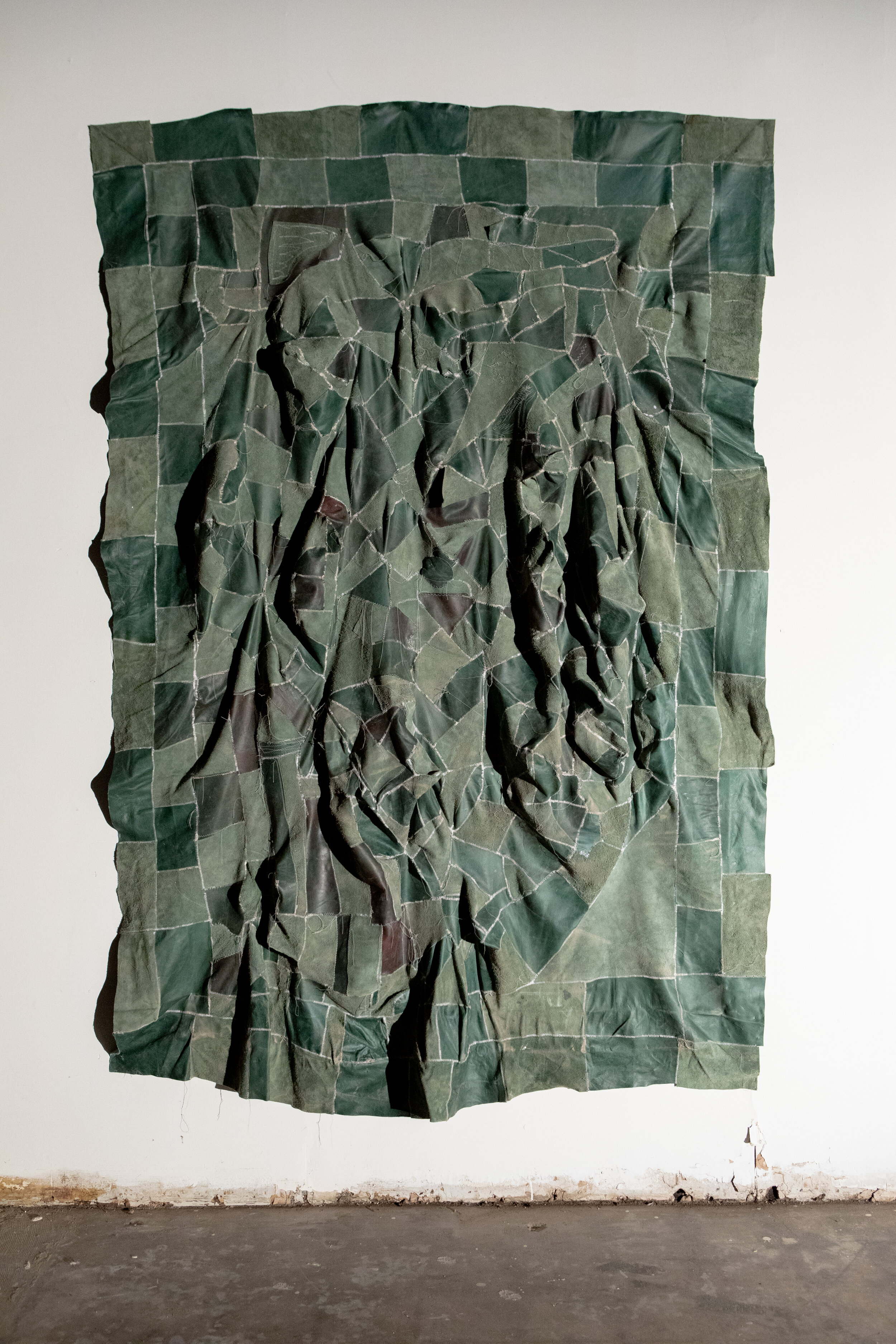  Tontono National Forrest (SOFT SCULPTURES)  Leather &amp; Thread  10’ x 7’ Feet  2020 