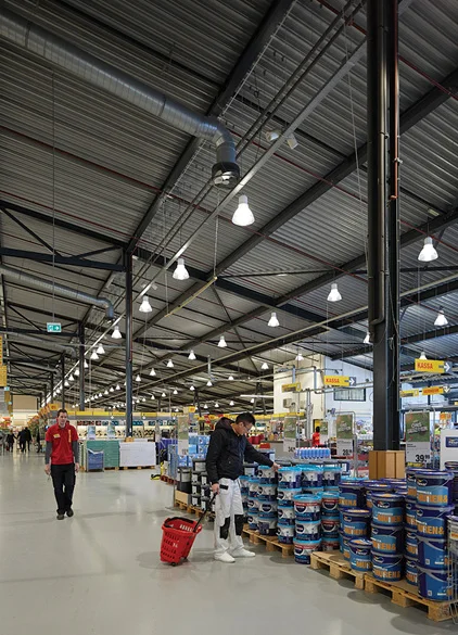 FIG. 2. When you’re in a store as big as Montana and you’re looking for a part as small as your thumb, it helps if the lighting is good, like at these Praxis stores in Eindhoven (top) and Rotterdam (bottom), which are served — literally — by Signify. Photo credit: Signify.
