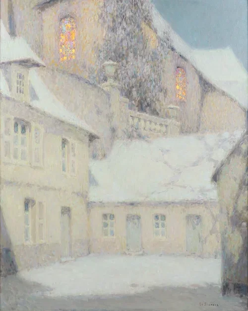 "La Maison Sous L'Eglise, Hiver (La Cour de Maison)"