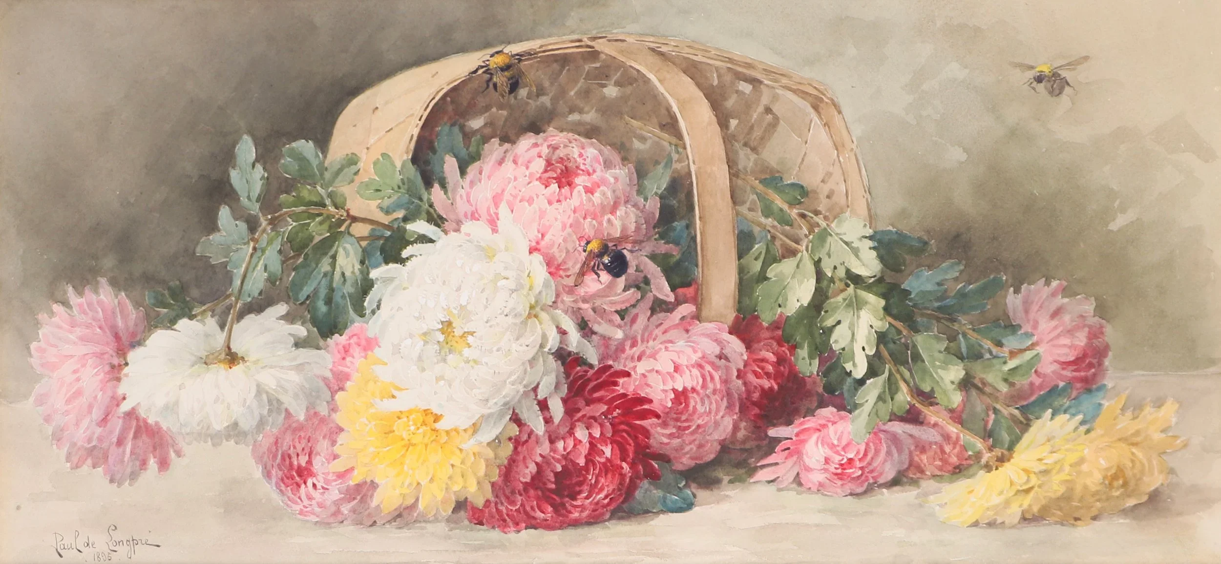 "Chrysanthemums in Basket"