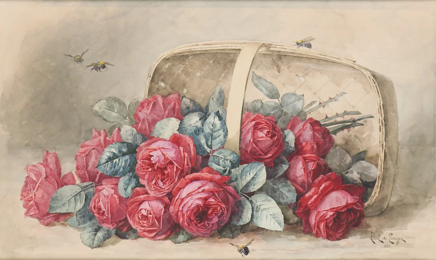 "Floral Still Life with Bumblebees"