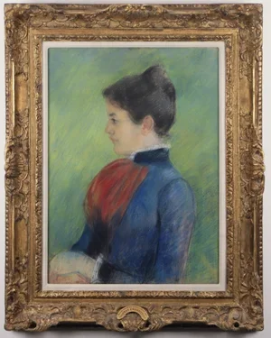 Mary Cassatt, "Portrait of a Woman Wearing a Red Jabot"