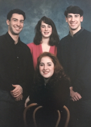 I was probably on at least 40mg of prednisone when this photo was taken. I can't remember the year but I was definitely in college so early 90s. My siblings and I used to go to the mall and get these cheesy photos taken for our parents. That's my older brother, Andy on the left, my sister Laura and my brother Rick on the right. Aren't they cute?