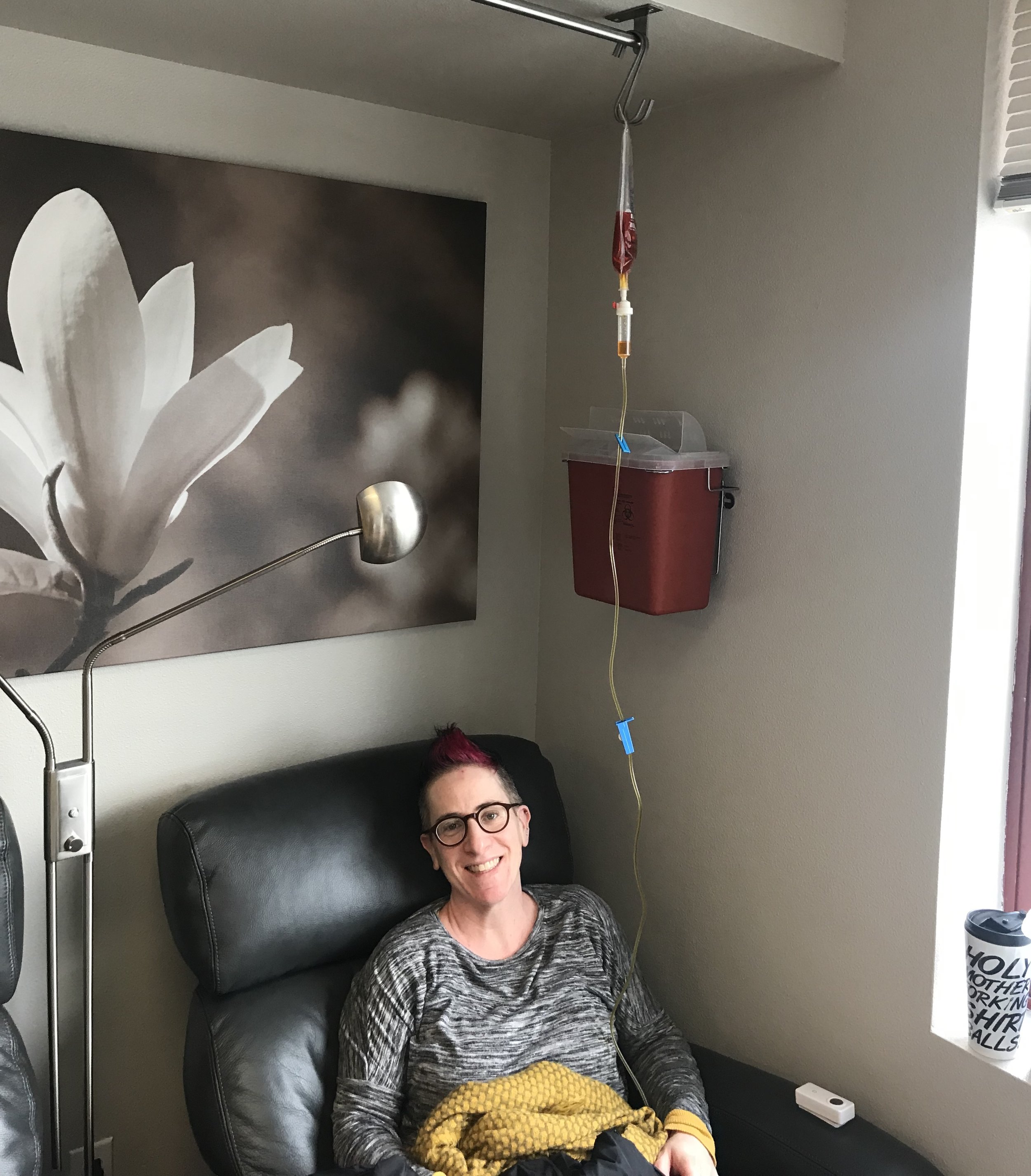 I’m at Natural Medicine in Seattle getting nutrients via my IV. I haven’t been able to eat much these past few weeks so it’s especially important that I find ways to get nutrients without dealing with my gut.