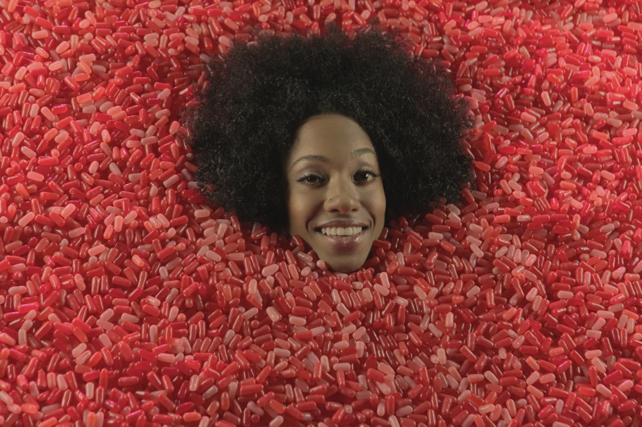 My tribute to the cover of "Maggot Brain" (with strawberry Mike & Ikes). Featuring the wonderful & talented Tiffany Daniels.