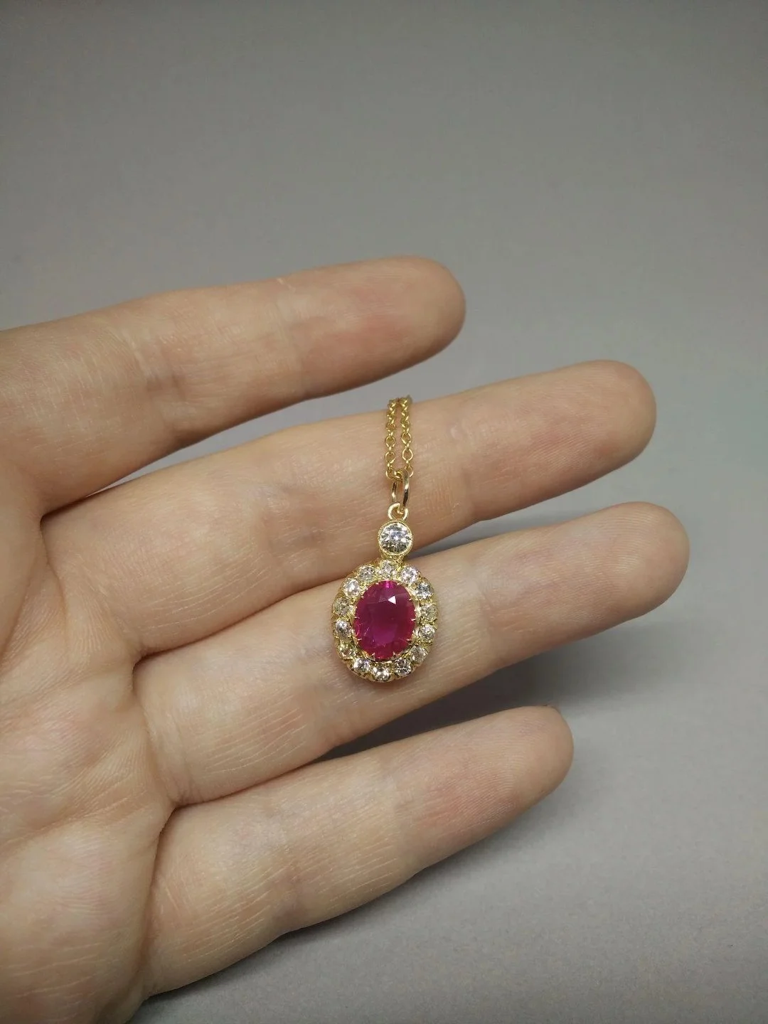 Unheated Ruby and Antique Diamond Pendant (GIA), 18K gold (8).jpeg