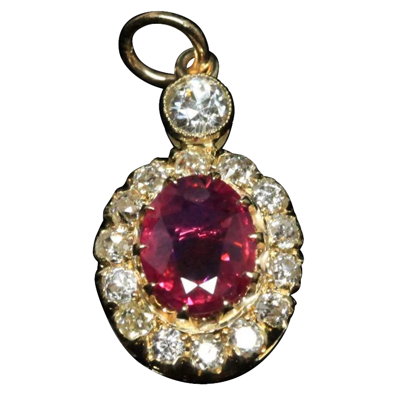 Unheated Ruby and Antique Diamond Pendant (GIA), 18K gold.png