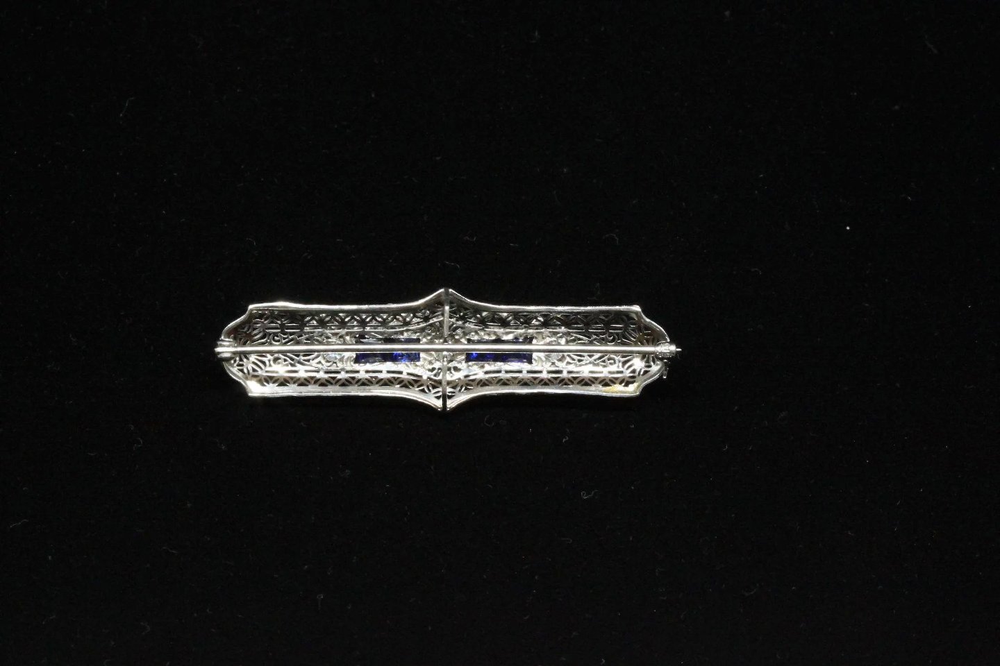 1930s Bar Brooch, White Gold, Platinum, Synthetic Sapphire, Diamond (2).jpeg