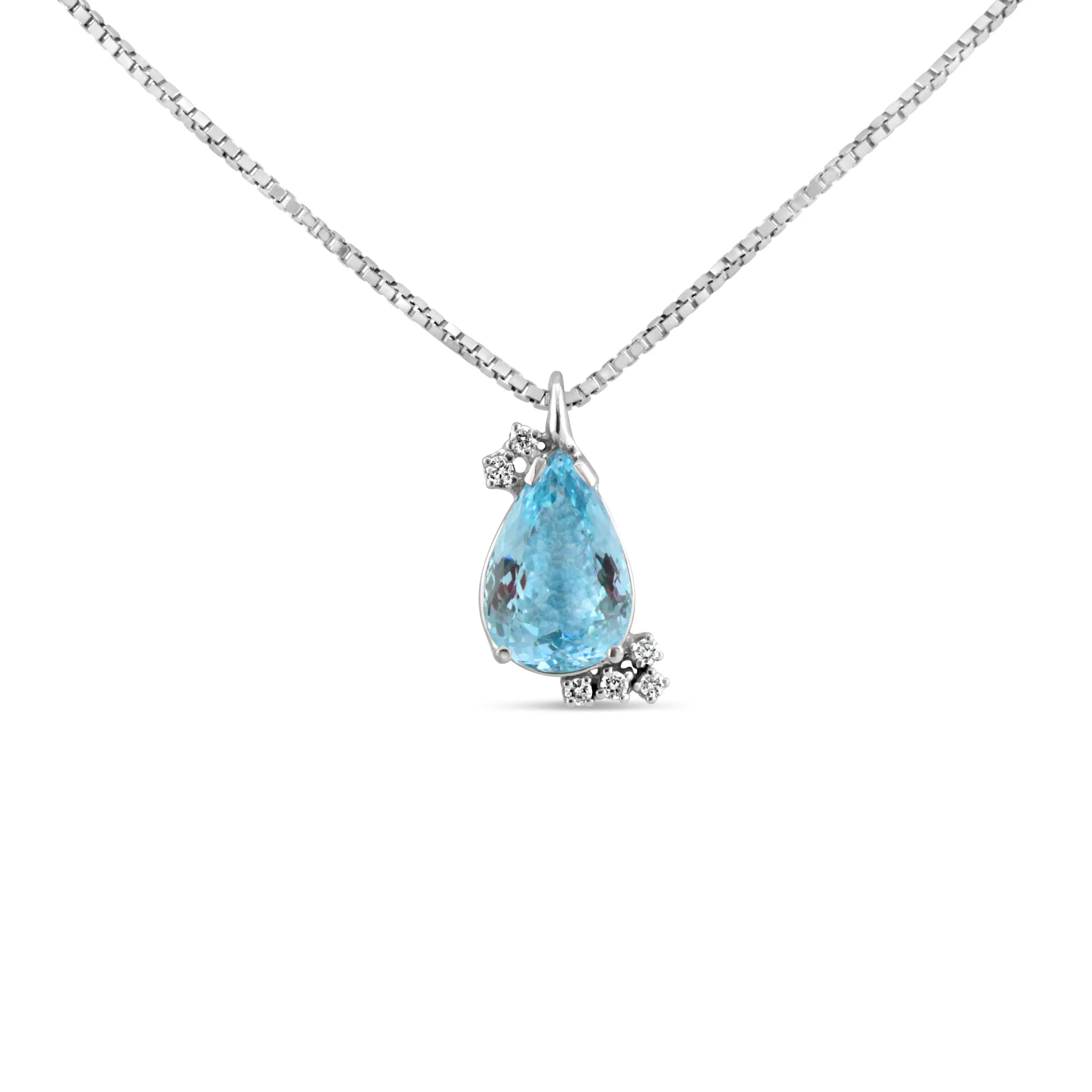 Aquamarine and Diamond Pendant, 18K White Gold