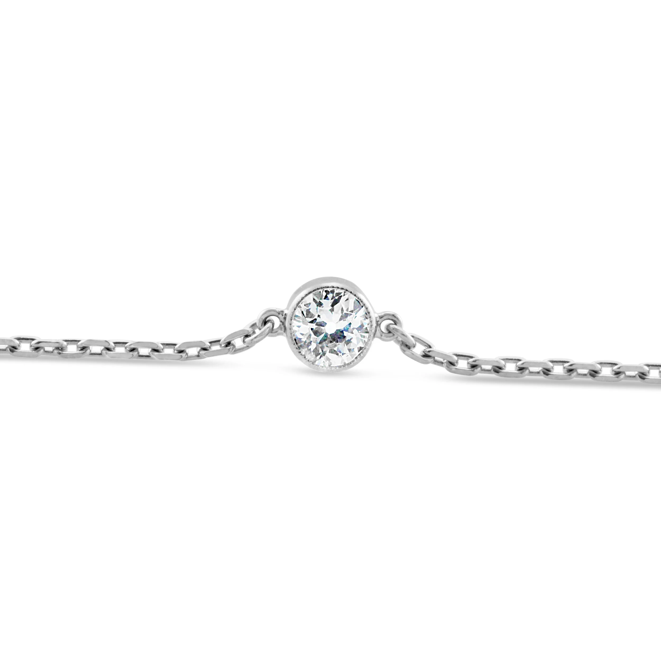 Bezel Set Old European Diamond Bracelet in Platinum 