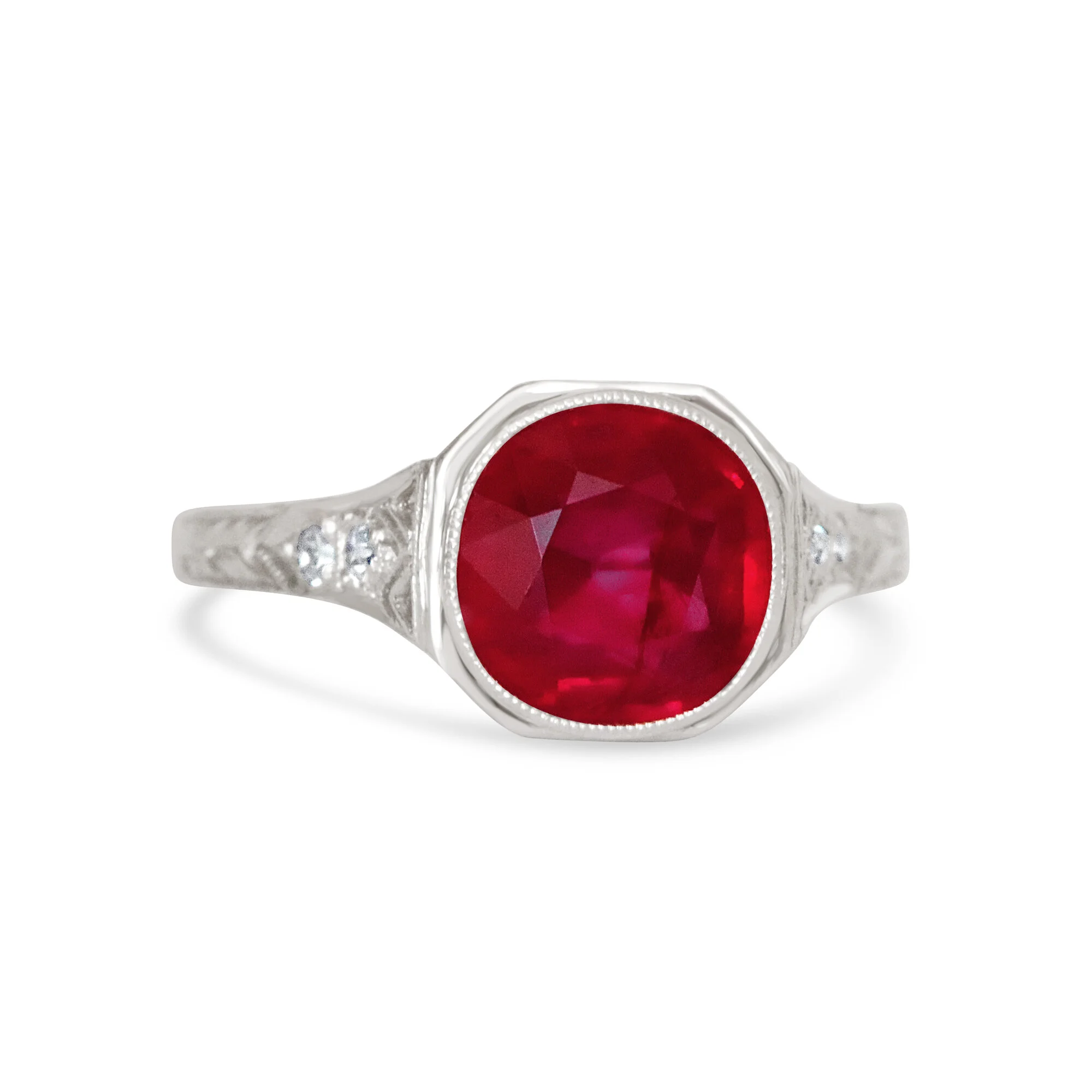 1.80 ct Unheated Burma Ruby Ring, Edwardian, AGL