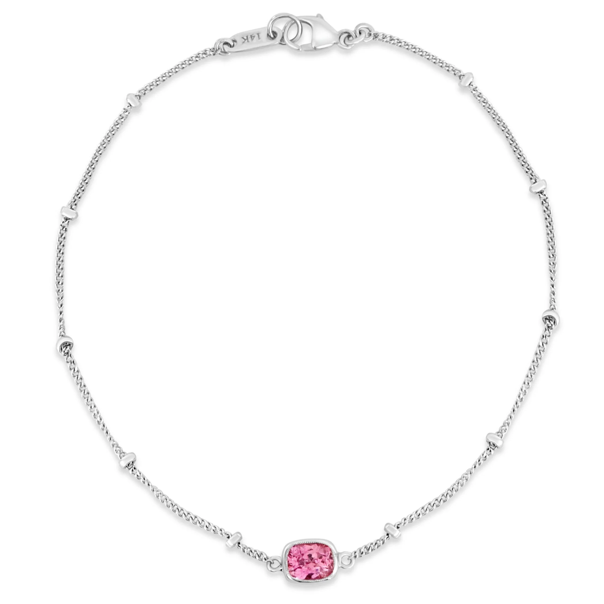0.54 ct Purple-Pink Sapphire Bracelet, 14K White Gold, GIA