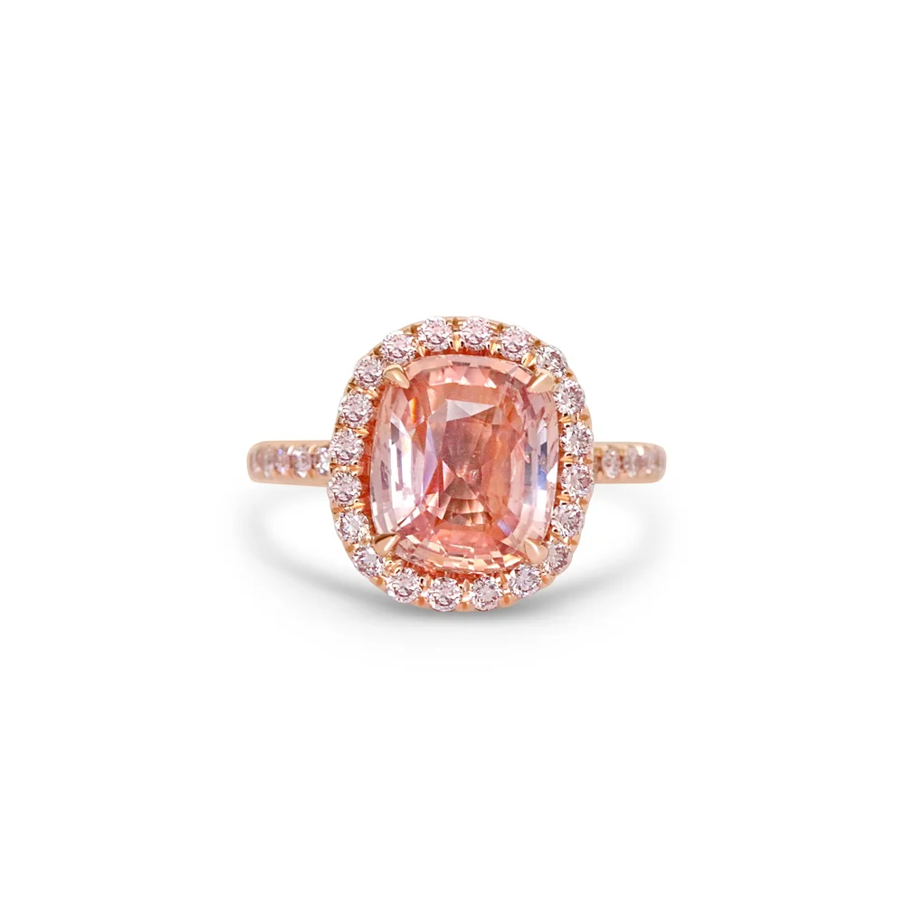 Bague de Fiançailles Florale - Saphir Padparadscha