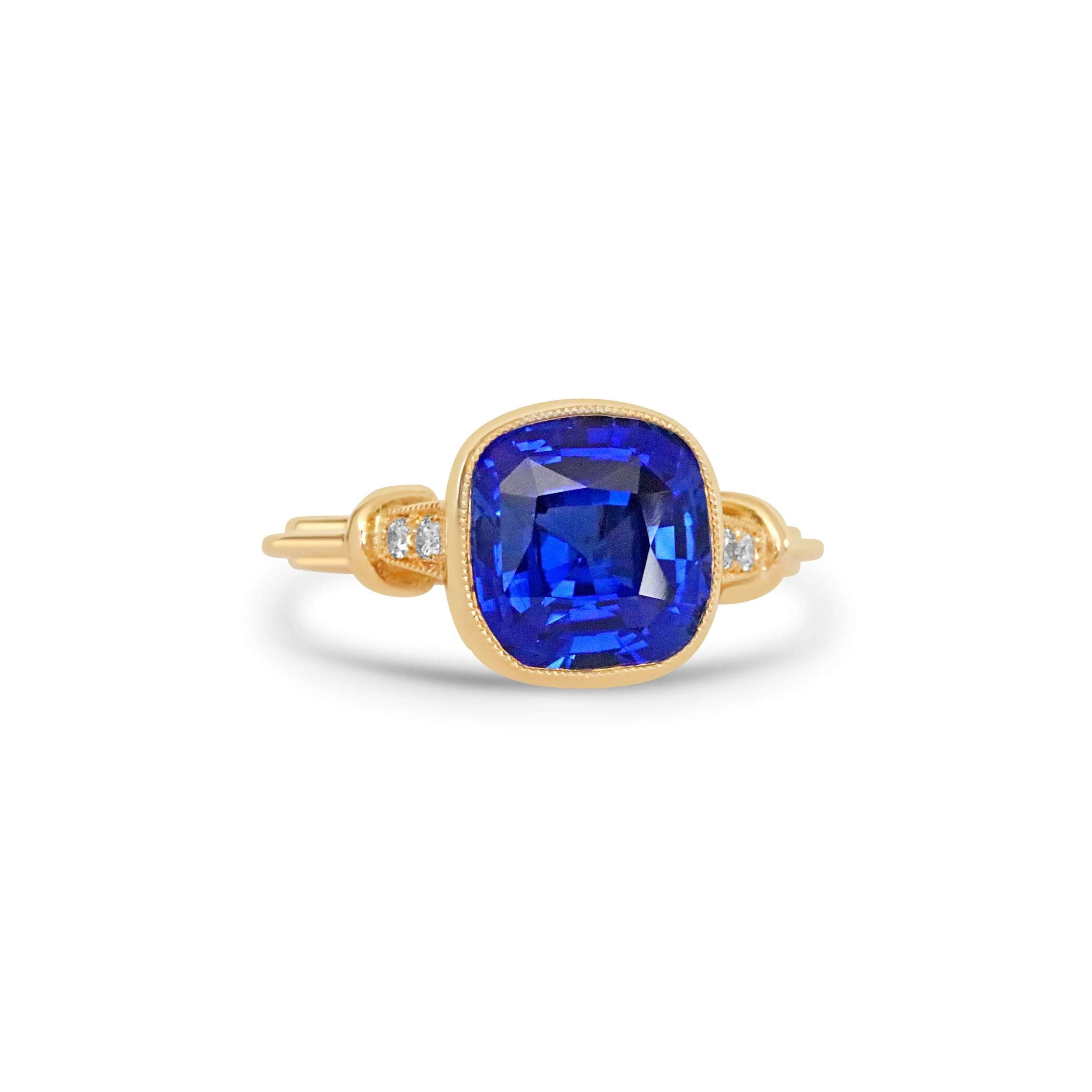Hand forged 18K gold unheated Ceylon sapphire engagement ring.jpg
