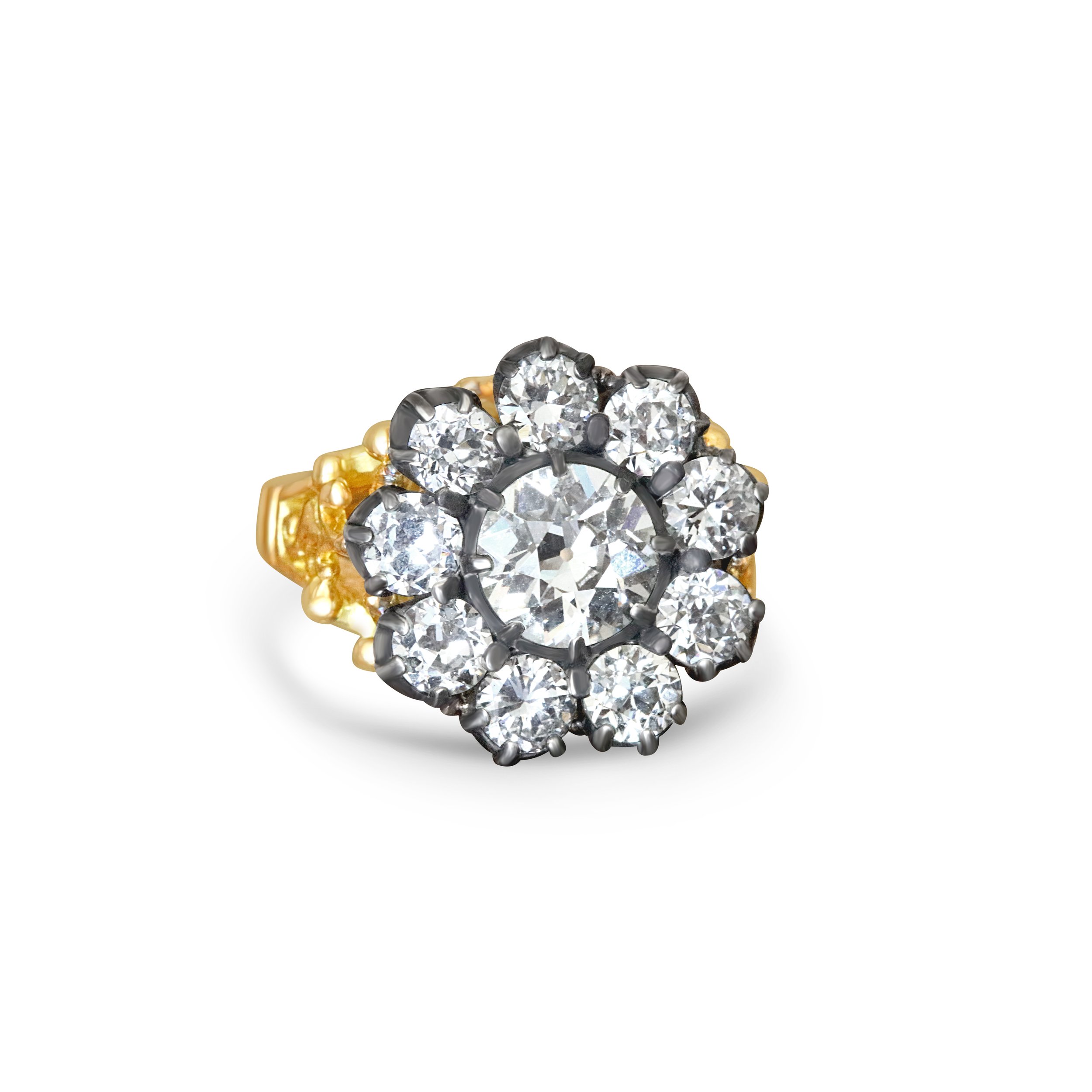 4 Carat Georgian Style Diamond Cluster Ring.jpg