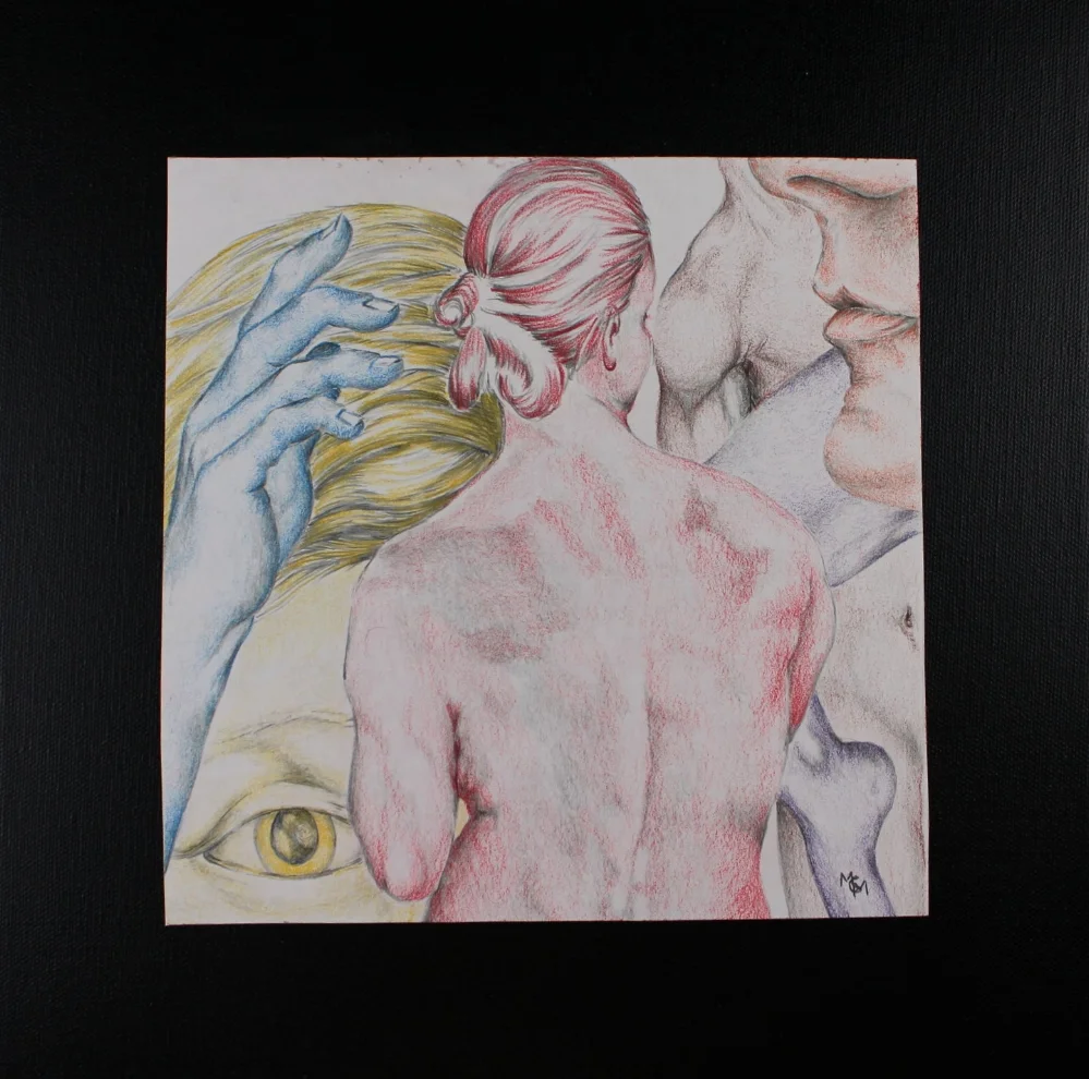 "Figure Study" Hand Colored Giclee Mounted on Canvas