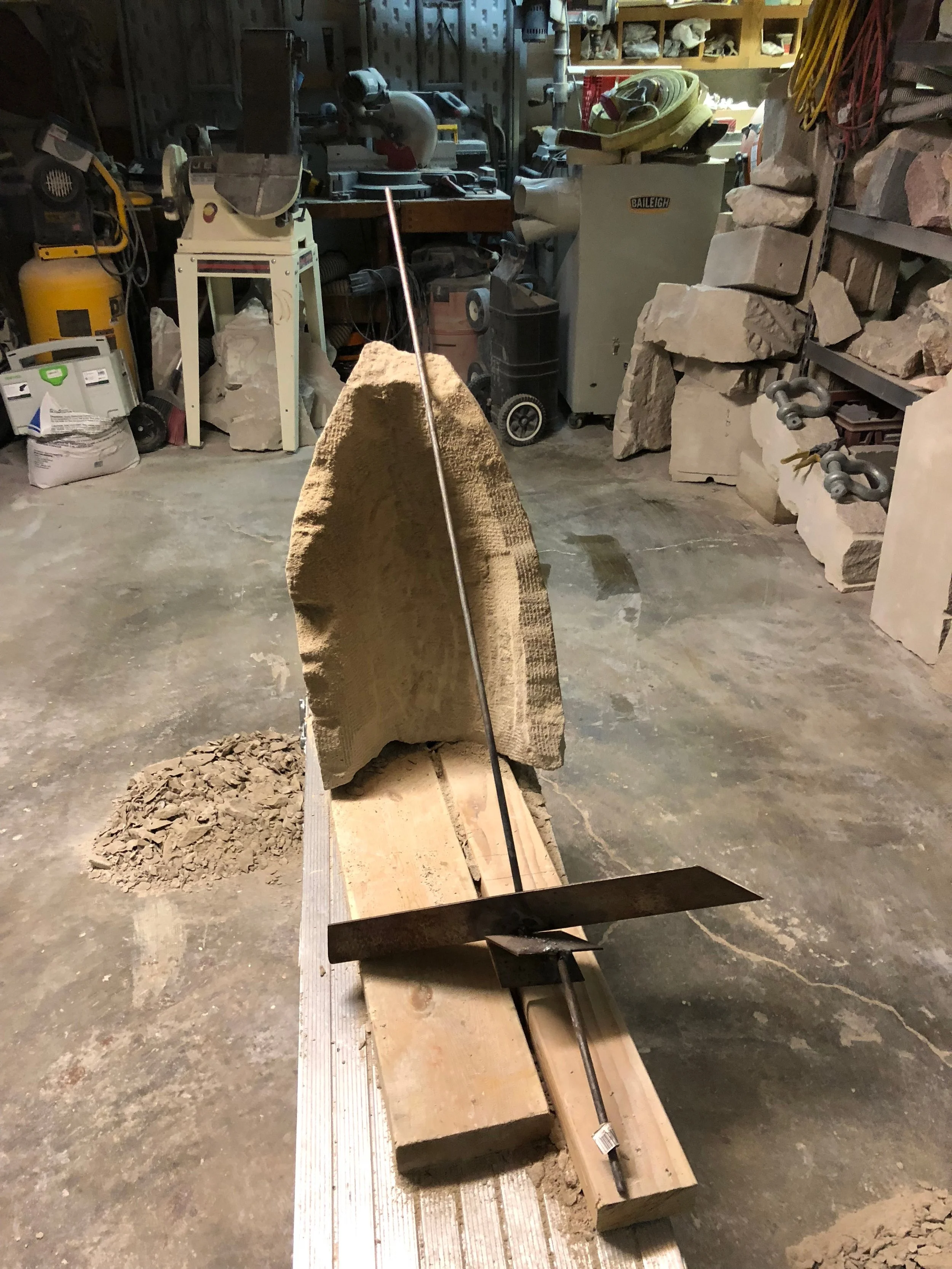 New Steel and Indiana Limestone Sculpture