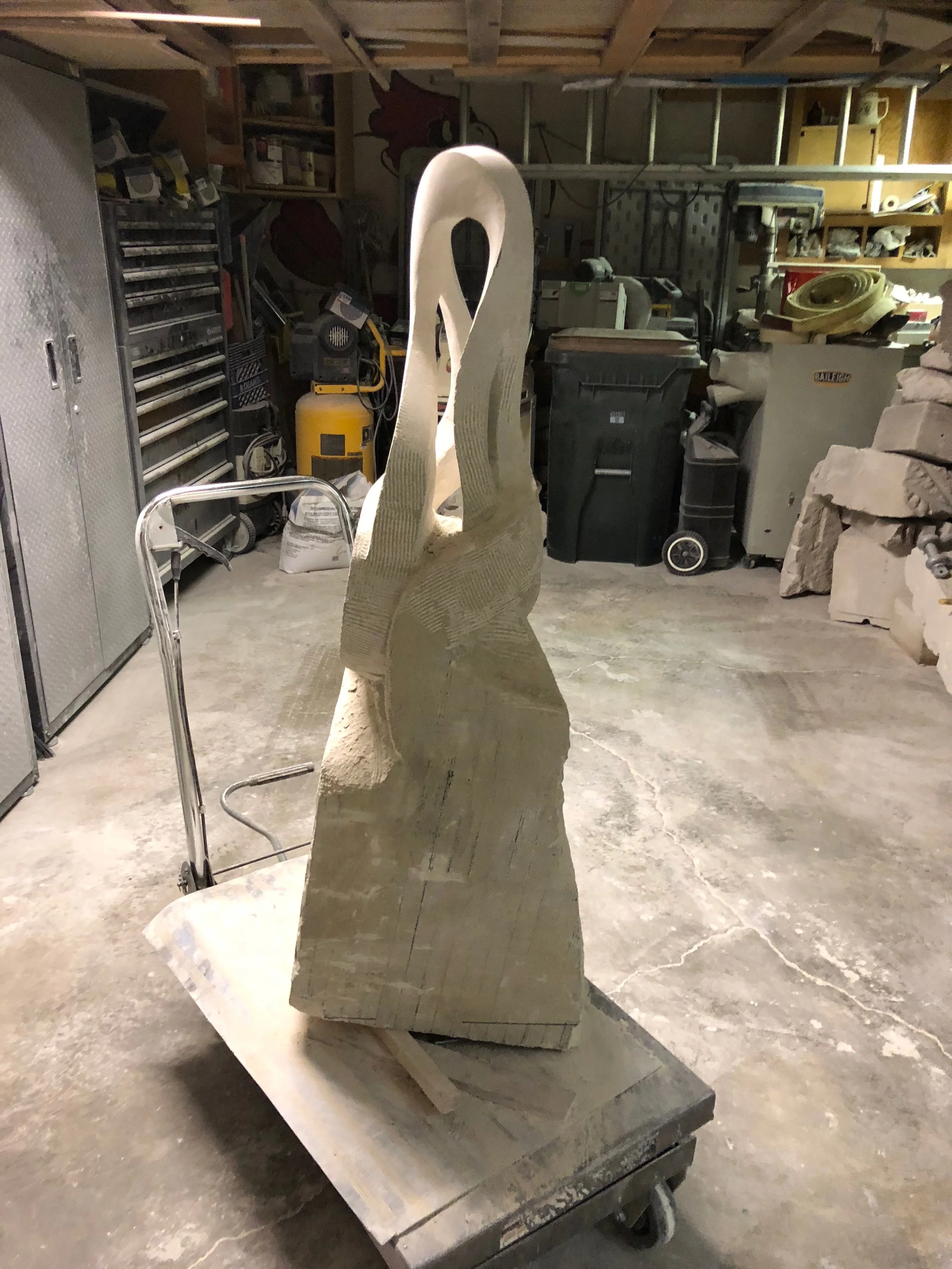 In Progress Shot of Indiana Limestone Sculpture