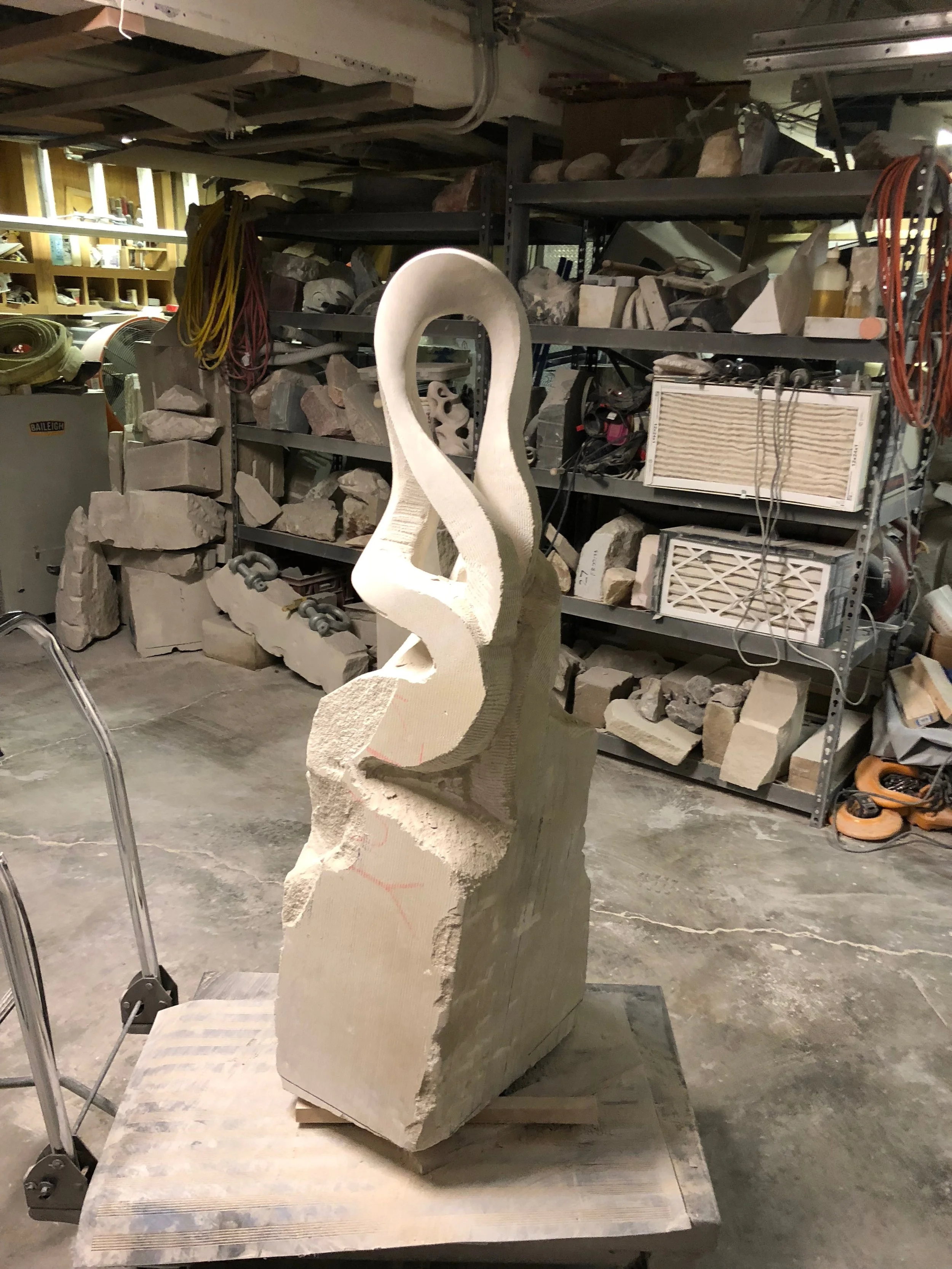 In Progress Shot of Indiana Limestone Sculpture