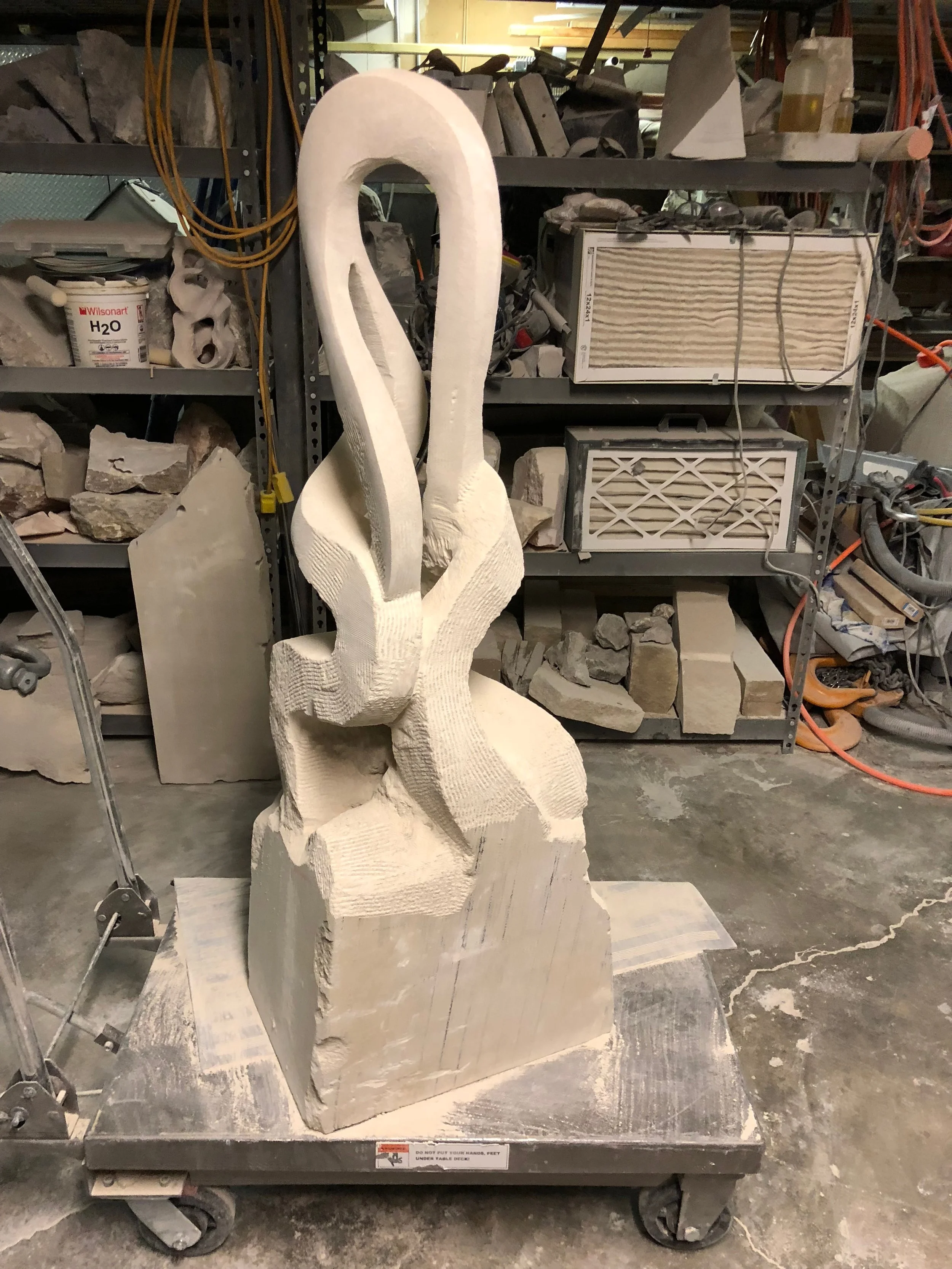 In Progress Shot of my Indiana Limestone Sculpture