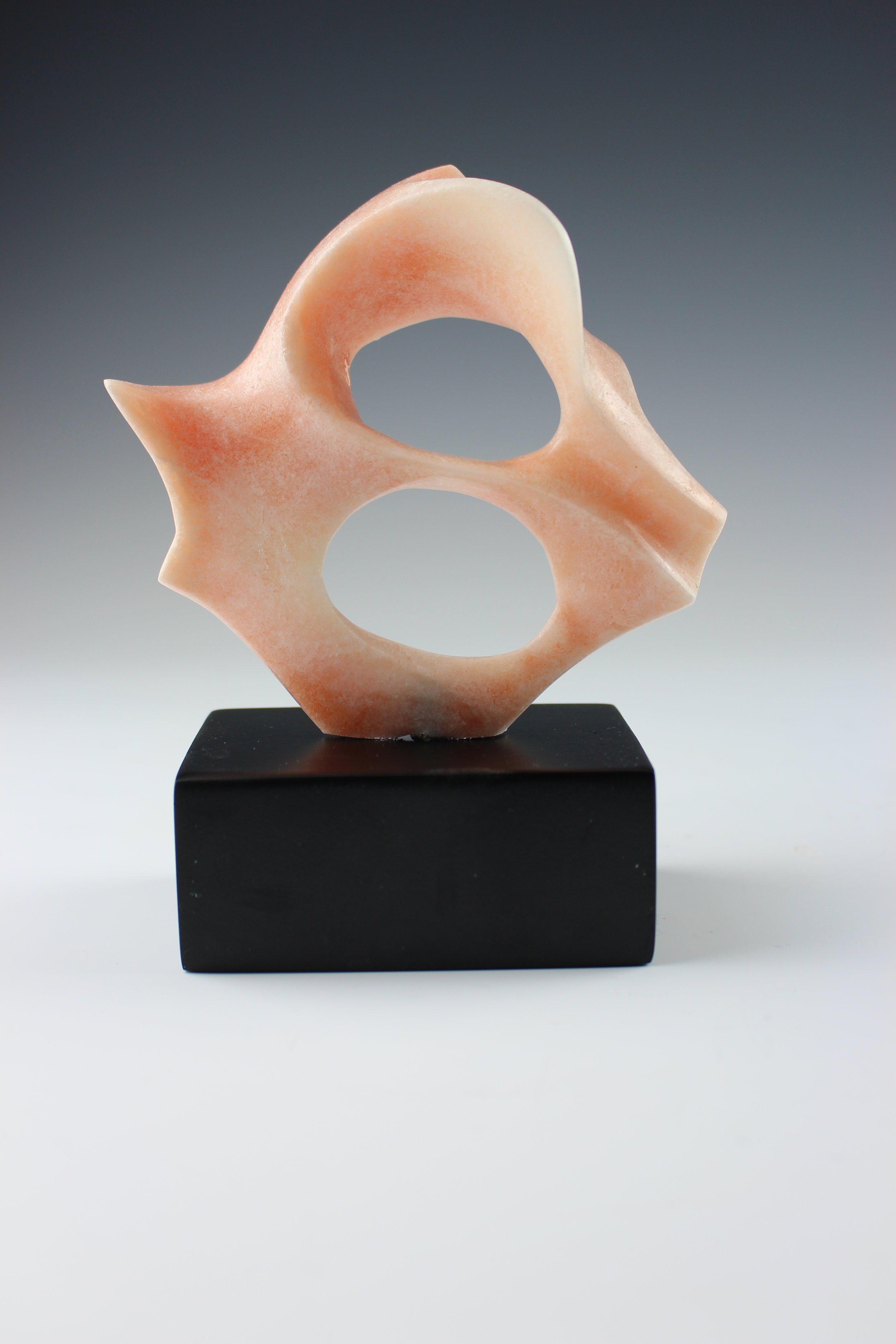 "Angel Fish" Translucent Orange Alabaster Sculpture