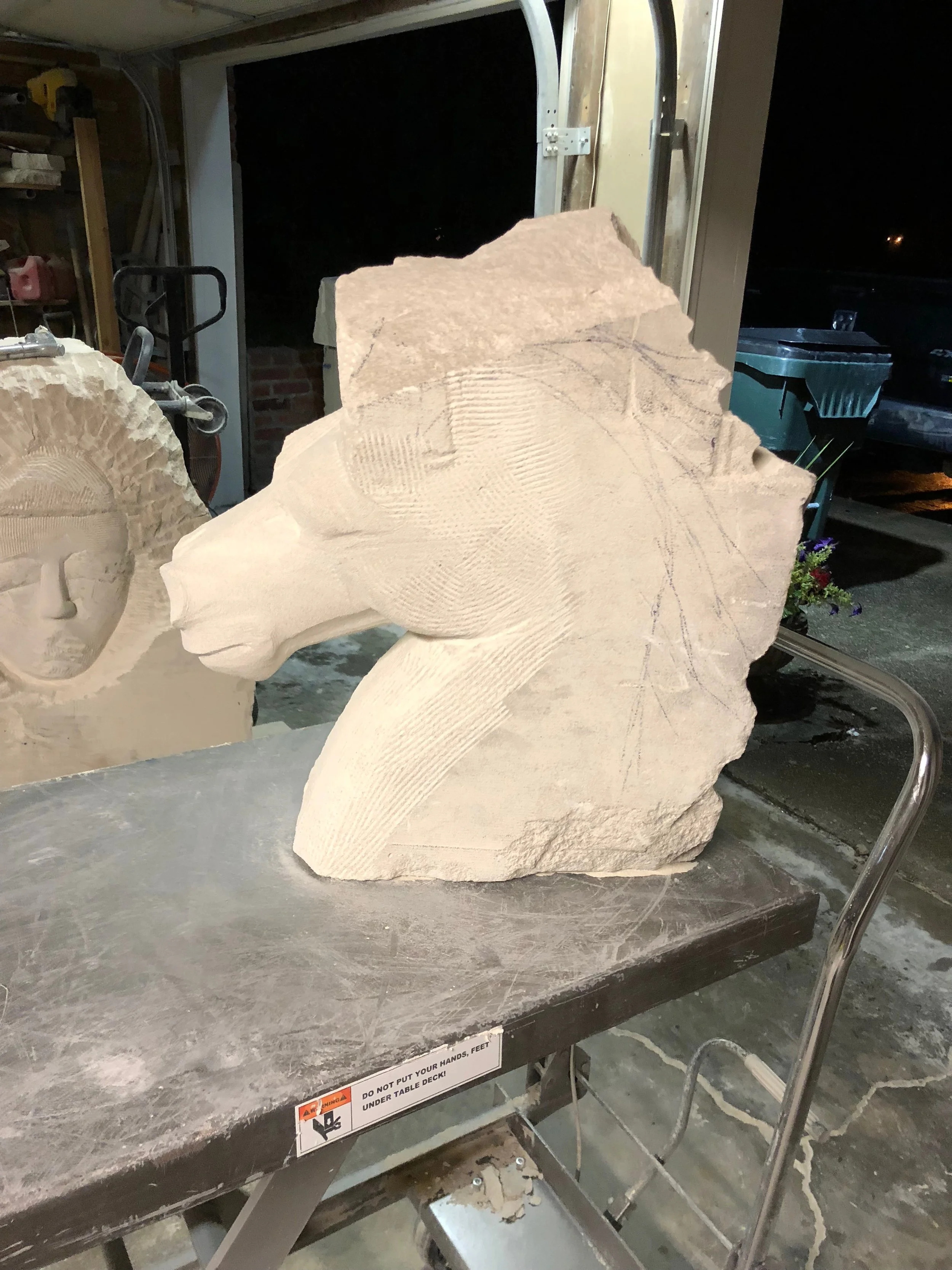 Indiana Limestone Horse Head