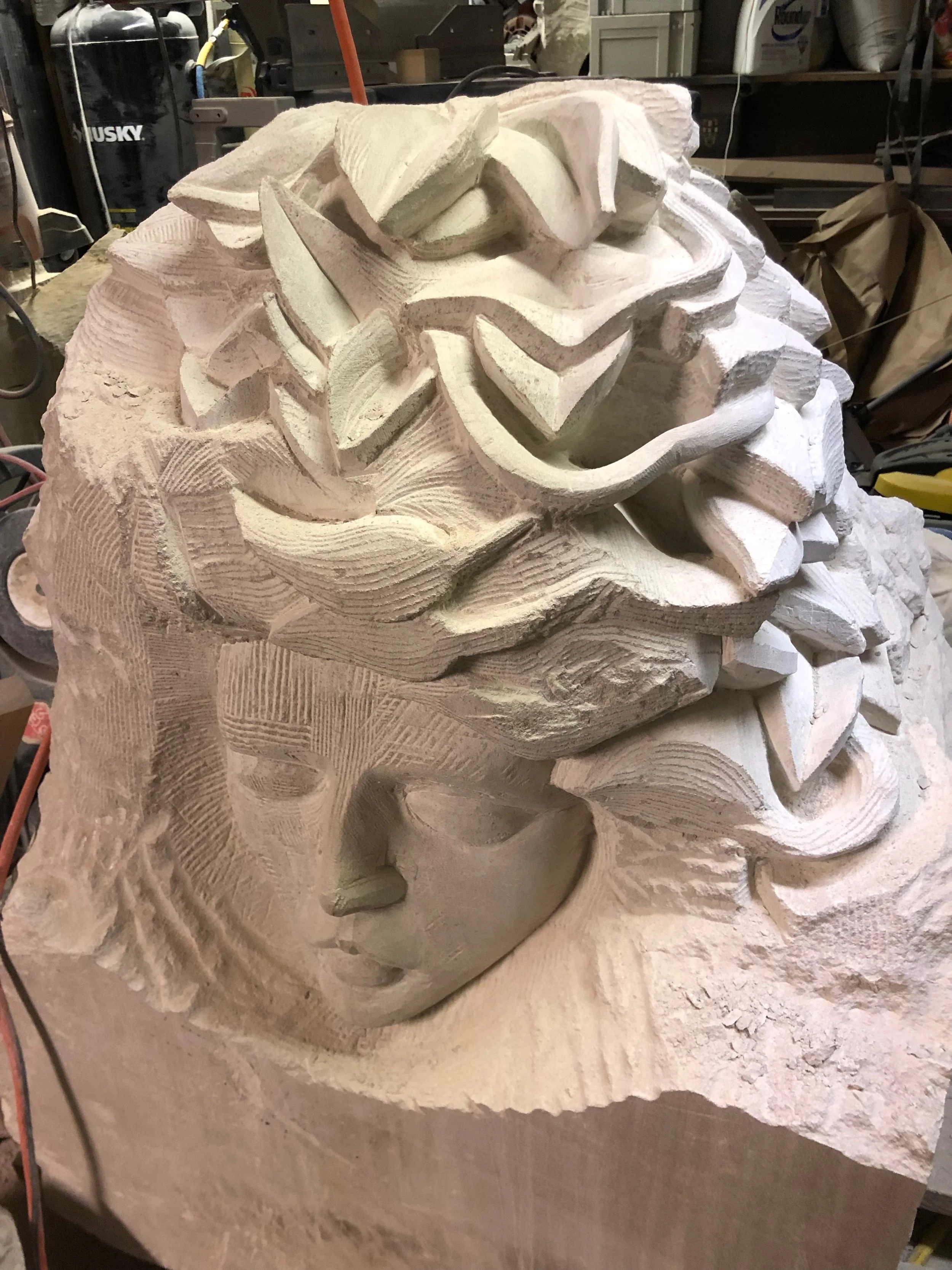 Indiana Limestone Fountain Progress Shot by Mike McCarthy