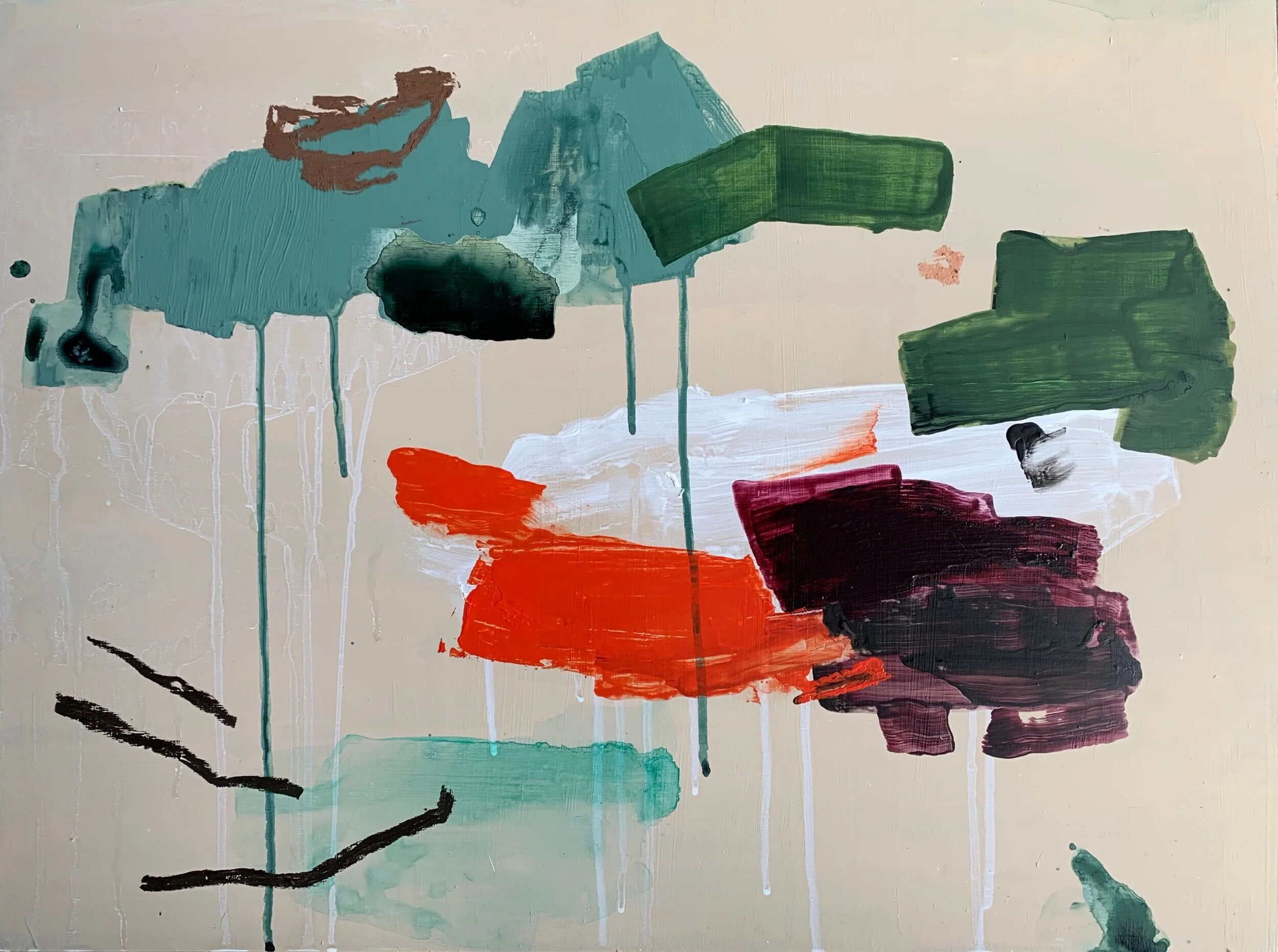  acrylic, gouache, pastel on wood panel  24”x18” 