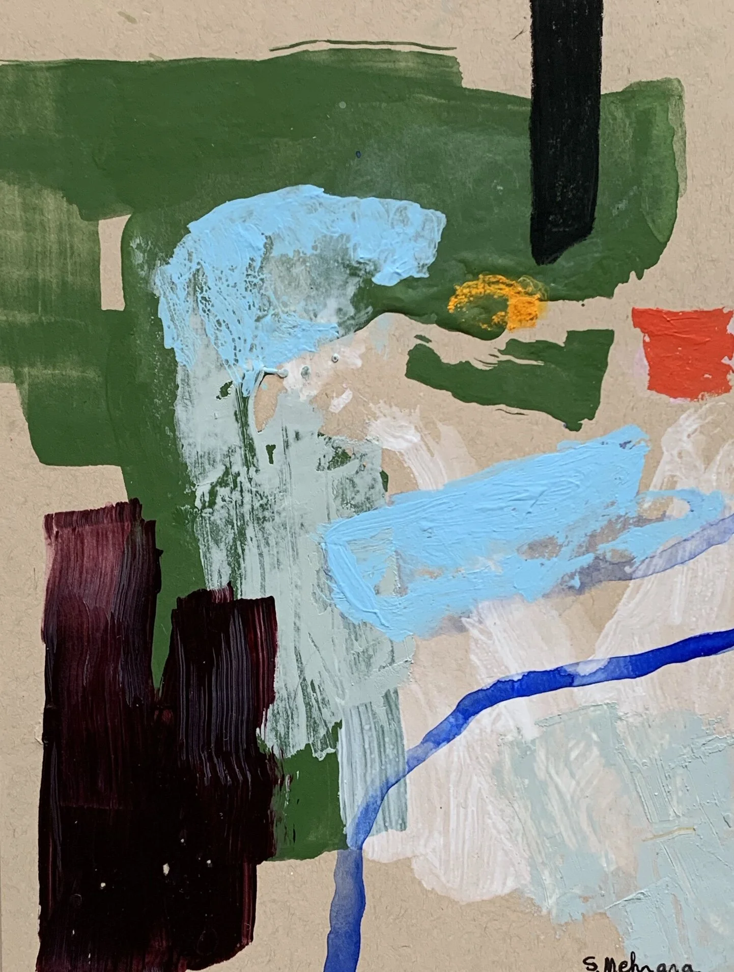  6”x7”  acrylic, gouache, pastel, charcoal on paper  $175 