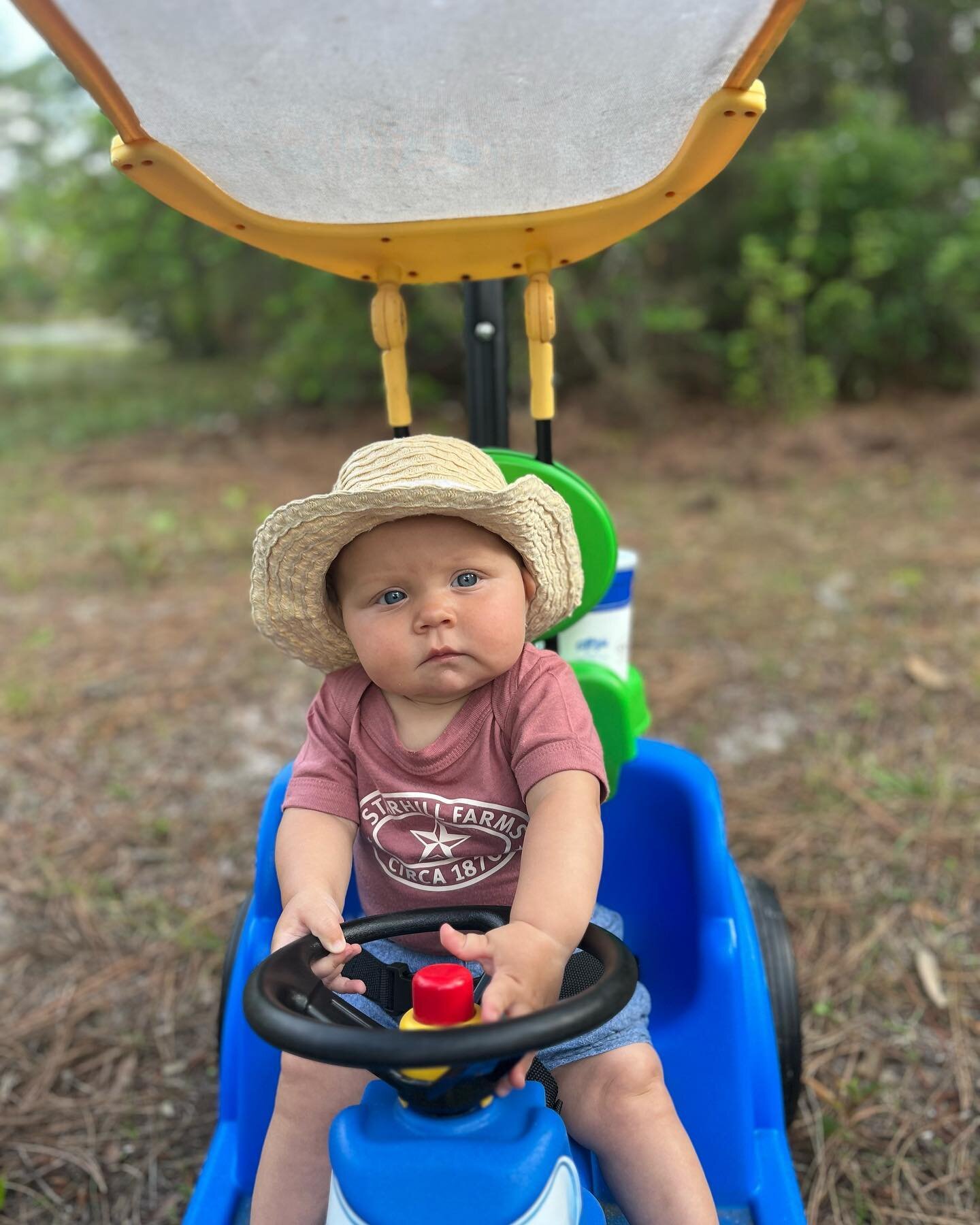 A big shout out to our StarHill Farms baby rancher- Isla Luna Frappier on her tractor!