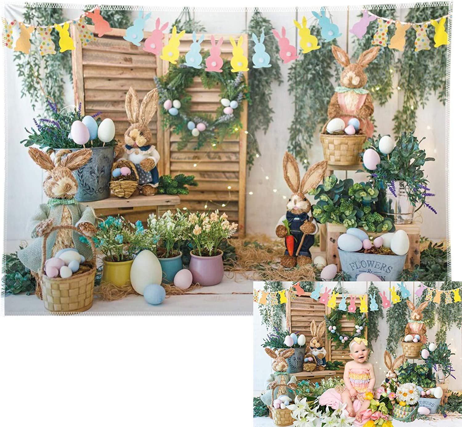 84x60inch Durable Fabric Easter Backdrop 