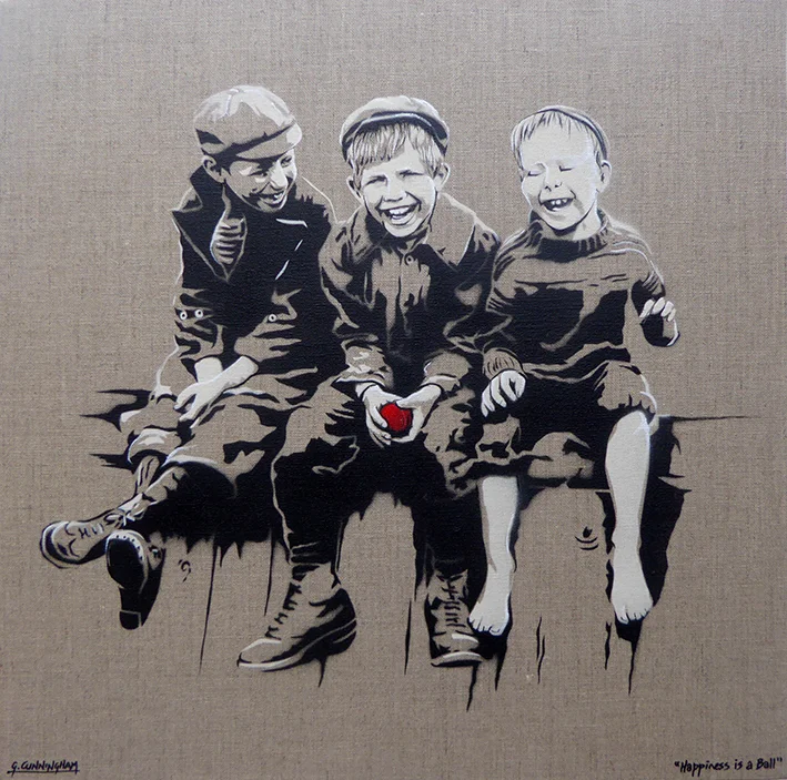 'Happiness is a ball' 50 x 50cm SOLD