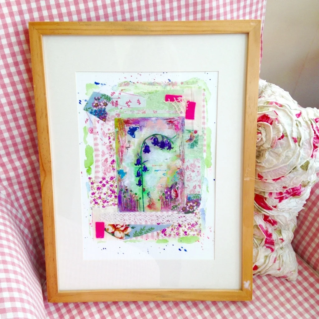 Forever Bluebells - original mixed media (you can purchase this here - does not come with the frame)