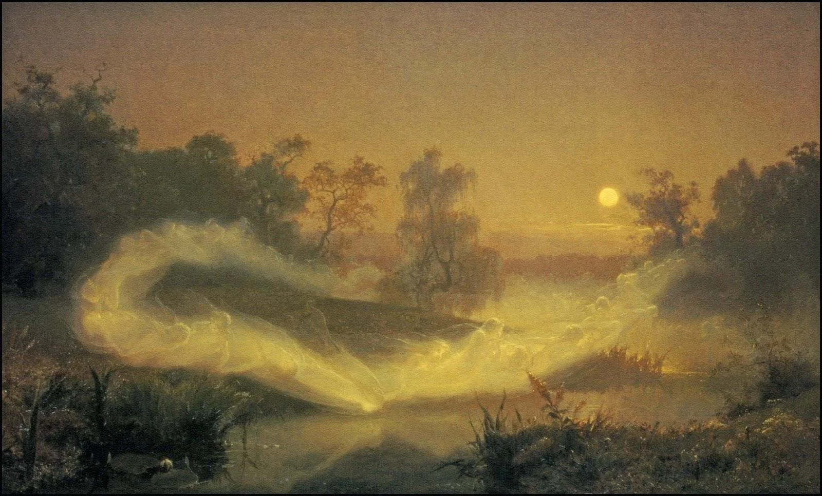 August Malmström (1829–1901), Swedish: Älvalek Dancing Fairies, 1866, oil on canvas, (35.43 in x 58.66 in).