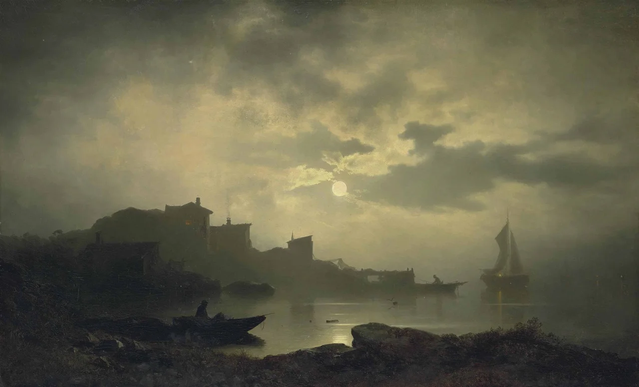 Sophus Jacobsen (Norwegian, 1833-1912) | Moonlit Bay