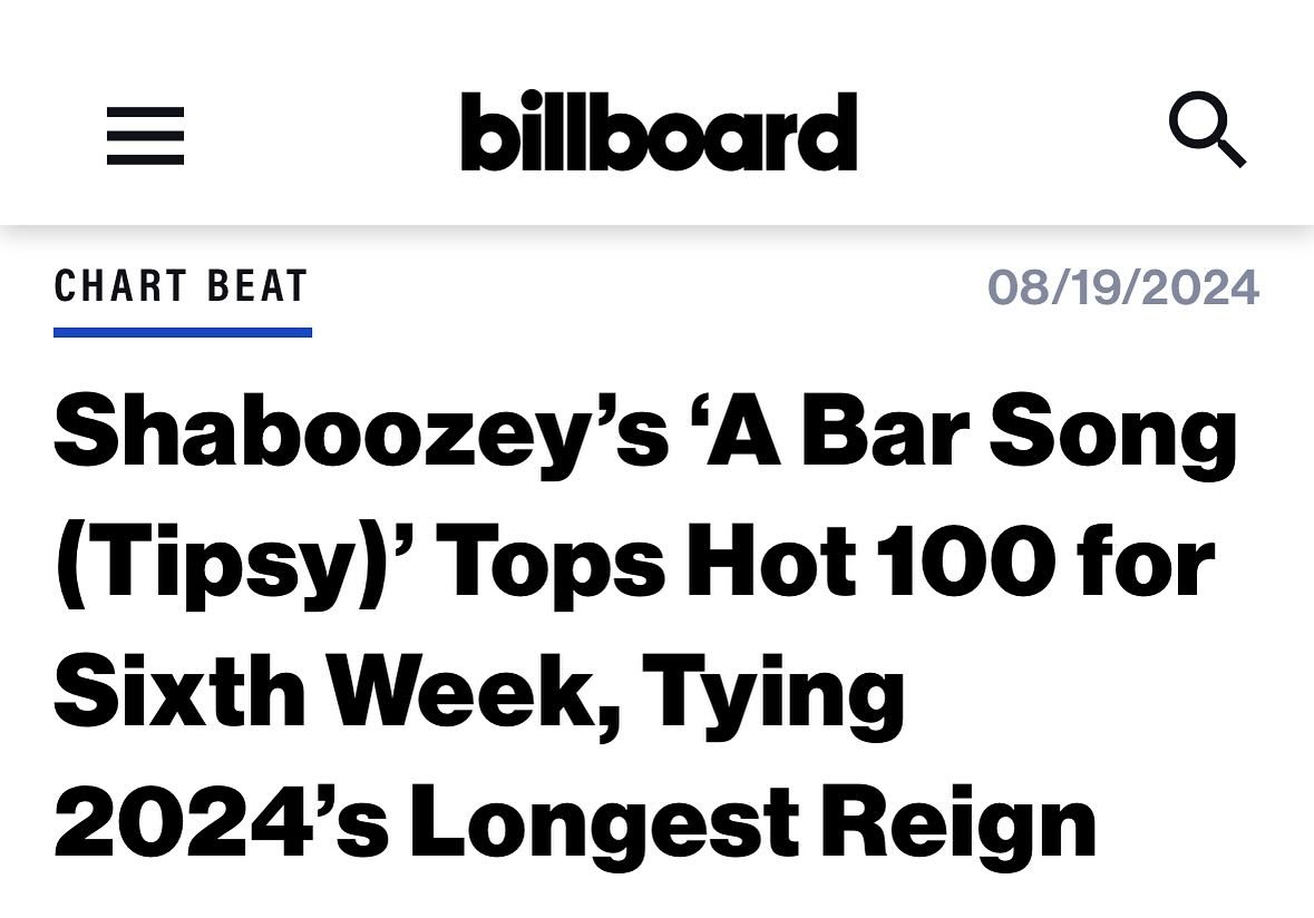 Congrats to my guy @shaboozey we&rsquo;re doing EXACTLY what we all spoke about. 6 Weeks #1.