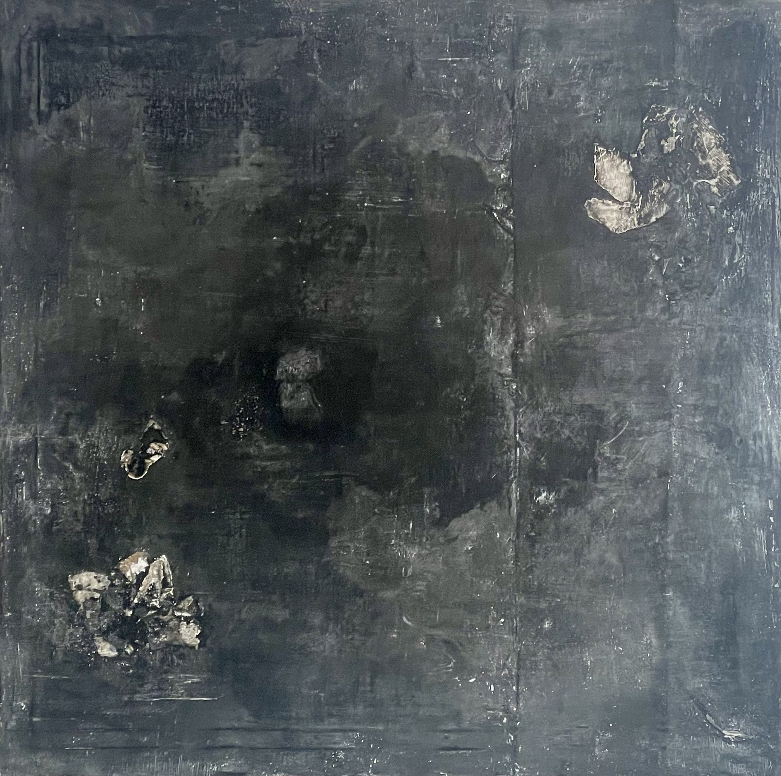 Untitled (diptych, right), 2023-2024 Plaster, gesso, found paper, pigment, wax, canvas over panel, 30” x 60”