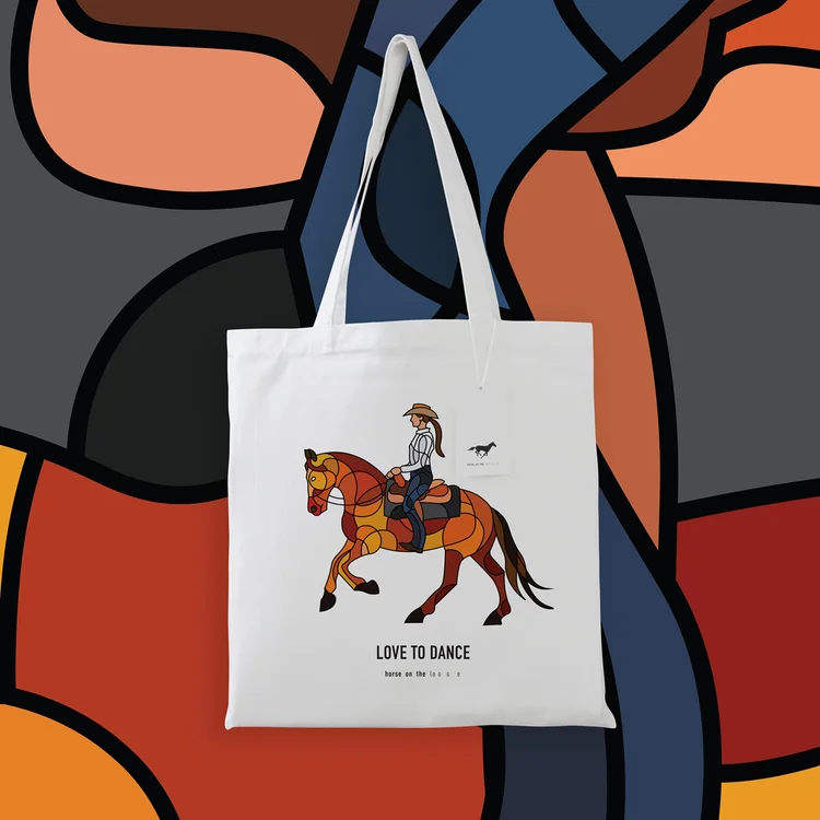 Canvas Tote Bags — horse on the loo s e display picture 2