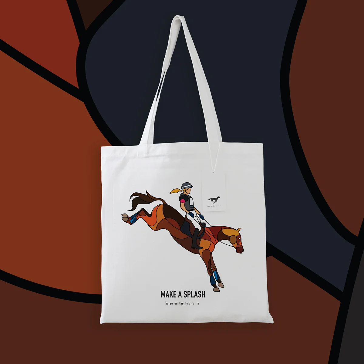 Brown Eventing Horse Tote Bag