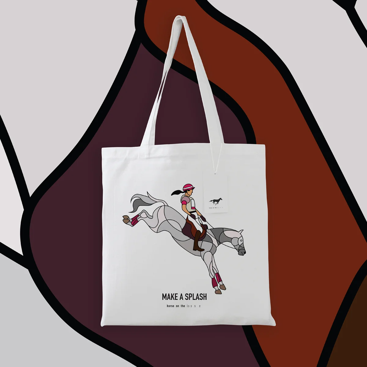 Grey Eventing Horse Tote Bag