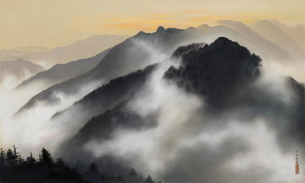 Taikan Yokoyama, Spring Dawn over the Holy Mountain of Chichibu, Silk, 1928
