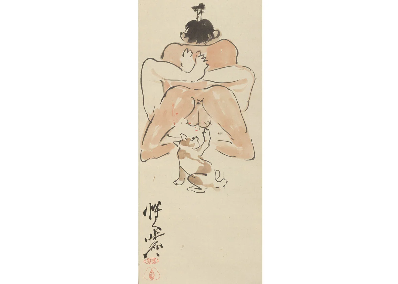 Shunga Woodblock Print by Kawanabe Kyosai, 1870s
