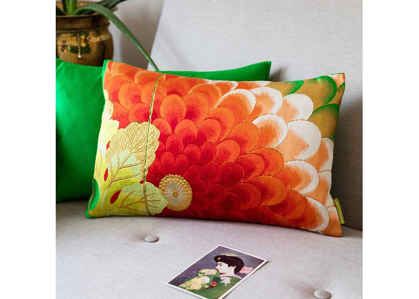 Floral Embroidered Cushion