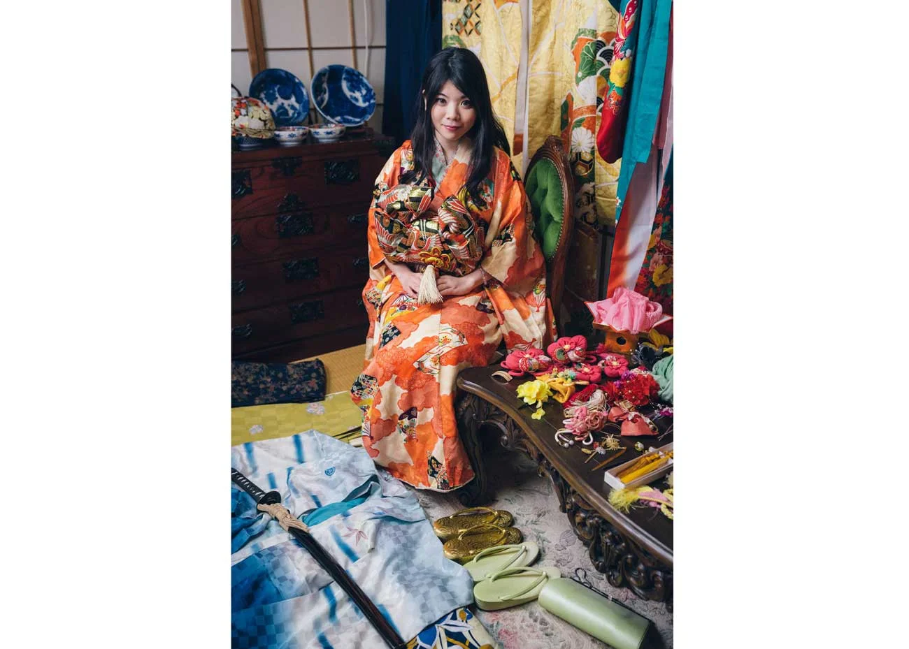 © Todd Fong, Kimono Closet. Rena is a performer who wears her kimono on stage, but also while sightseeing.