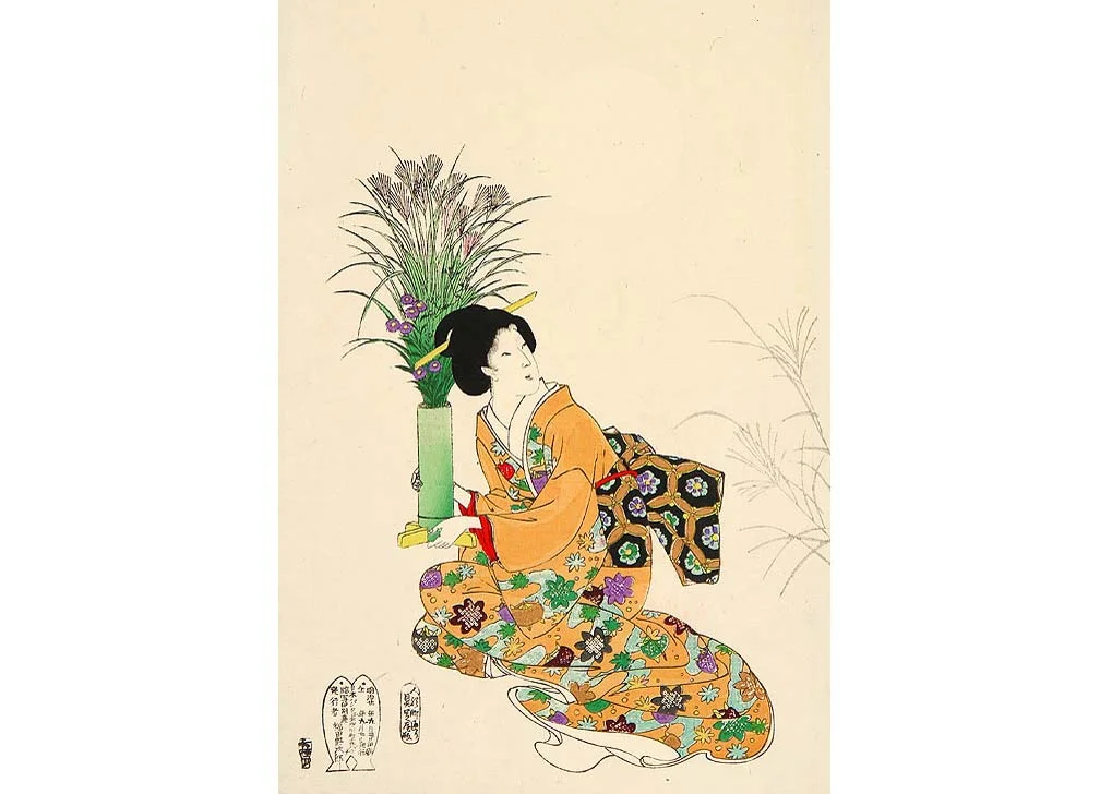 Viewing the Autumn Moon, Ladies of Chiyoda Palace, Woodblock Print by Toyohara Chikanobu, 1897